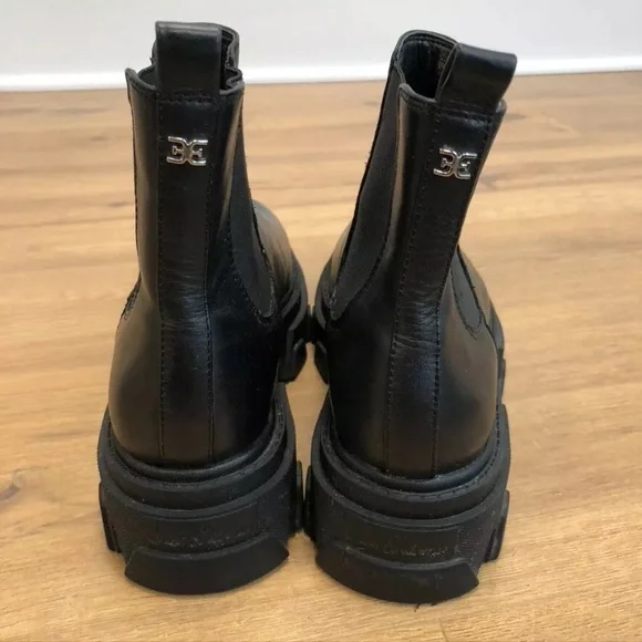 Sam Edelman Daelyn Chelsea Boots Womens 9 Black Leather Chunky Sole - Picture 6 of 17